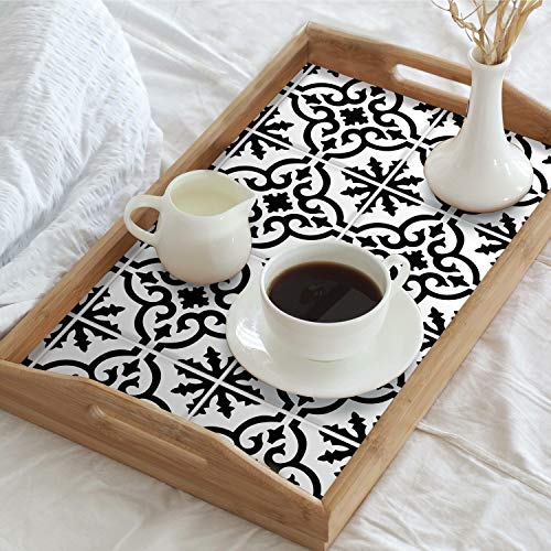 RoomMates RMK4649GM Ornate Black and White Tile Backsplash Peel and Stick Wall Decals