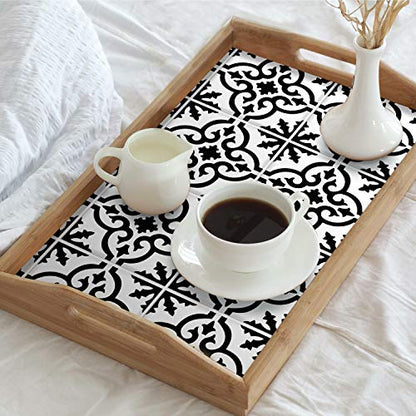 RoomMates RMK4649GM Ornate Black and White Tile Backsplash Peel and Stick Wall Decals