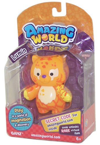 Amazing World Lumin orange cat figure on a blister card with secret game code