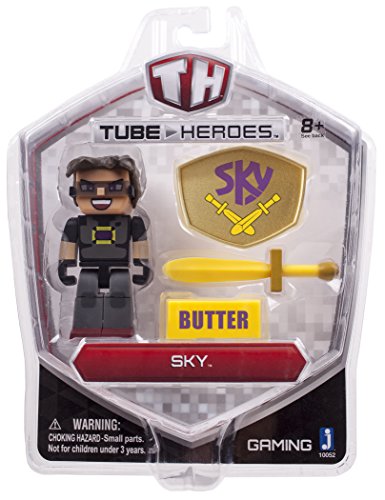 Blocky gamer figure blister pack with a gold sword, shield and butter bar