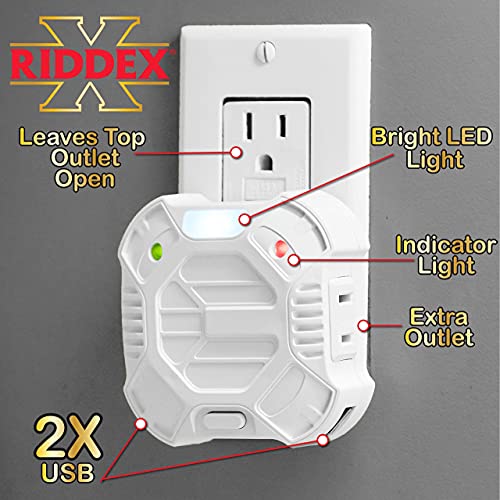 Riddex X Plus Insect Repellent - Plug in, Mouse Deterrent - Pest Reject for Defense Against Rats, Mice, Roaches, Bugs and Insects - Control Pests with No Chemicals or Poison