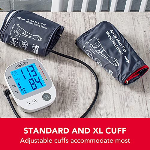 Sunbeam HL858A2-LT Automatic Upper Arm Blood Pressure Monitor with Voice Broadcast Technology, 2 Cuffs in Standard and XL, Clinically Tested, Storage Case, Power Adapter and Batteries Included