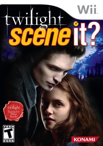 Wii trivia game cover with Edward and Bella under a night sky