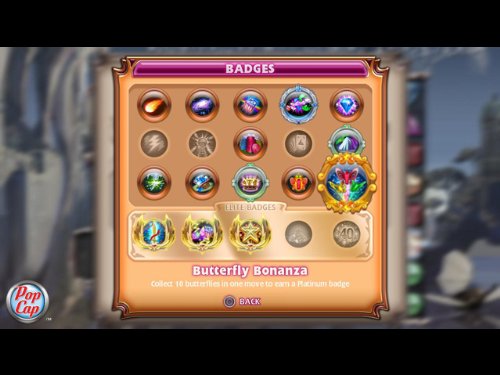 Badges screen with the Butterfly Bonanza badge selected