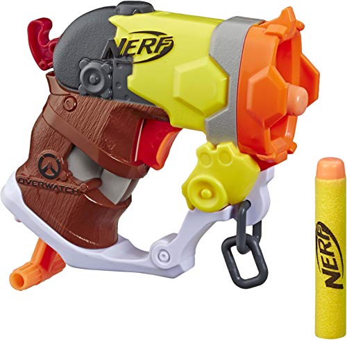 Yellow, orange and brown Roadhog Nerf MicroShots blaster with a yellow dart