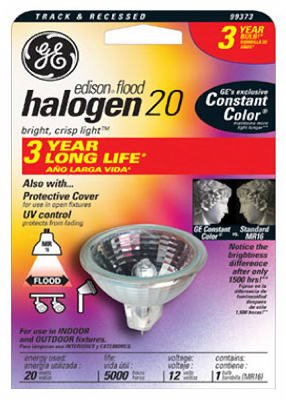 GE Edison flood halogen 20 MR16 bulb in its retail card