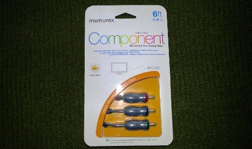 Memorex 6 ft component video cable in its blister pack on a green cloth