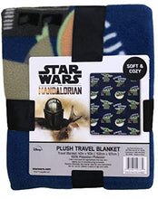Load image into Gallery viewer, Disney Star Wars The Mandalorian The Child Baby Yoda Plush Travel Throw Blanket Blue 40x50 inch
