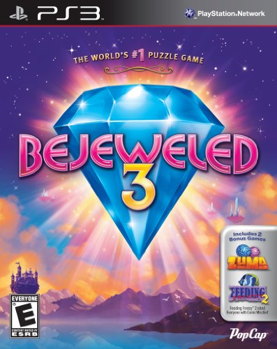 PS3 puzzle game cover with a big blue gem, includes two bonus games