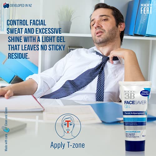 Neat Feat 3B Face Saver Antiperspirant Gel for Facial Perspiration & Shine, White and Blue, 1.76 Fl Oz
