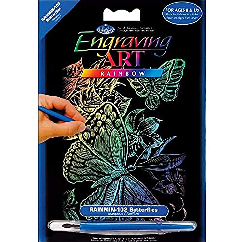 ROYAL BRUSH 5 by 7-Inch Rainbow Foil Engraving Art Kit, Mini, Butterflies