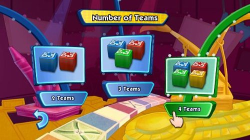 Number of teams screen with 2, 3 and 4 team options