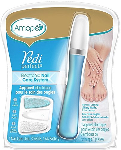 Amope Pedi Perfect electronic nail care system in its pack with three refill heads