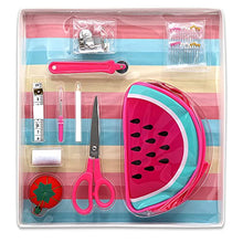 Load image into Gallery viewer, Gwen Studios Summer Fun Sewing Kit, Vinyl Watermelon Zipper Pouch, 31Pc (Pink)
