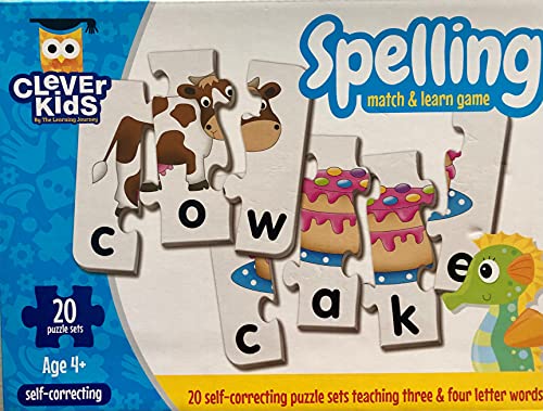 Clever Kids Spelling Match & Learn 20 Puzzle Self Correcting Puzzle Game