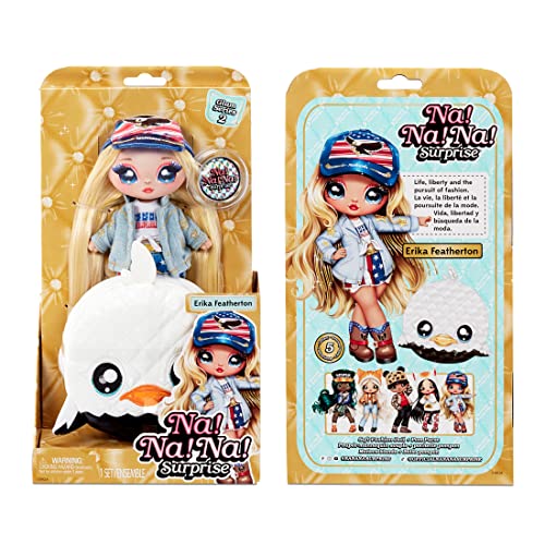 Front and back of the Erika Featherton package with doll and eagle purse