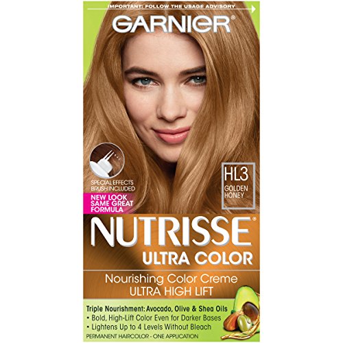 Garnier Nutrisse Ultra Color Nourishing Hair Color Creme, HL3 Golden Honey (Packaging May Vary)