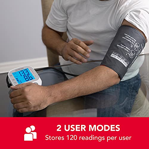 Sunbeam HL858A2-LT Automatic Upper Arm Blood Pressure Monitor with Voice Broadcast Technology, 2 Cuffs in Standard and XL, Clinically Tested, Storage Case, Power Adapter and Batteries Included