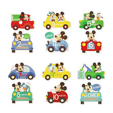 Load image into Gallery viewer, Disney Baby Boys Character Milestone Set, Mickey Mouse Car-Shaped Belly Stickers, No Size
