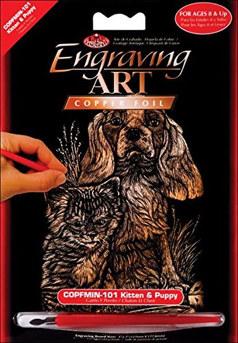ROYAL BRUSH COPMIN-101 Mini Copper Foil Engraving Art Kit, 5 by 7-Inch, Kitten and Puppy