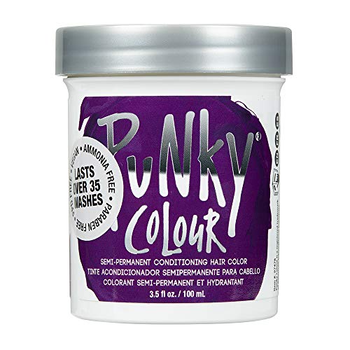 Punky Purple Semi Permanent Conditioning Hair Color, Non-Damaging Hair Dye, Vegan, PPD and Paraben Free, Transforms to Vibrant Hair Color, Easy To Use and Apply Hair Tint, lasts up to 35 washes, 3.5oz