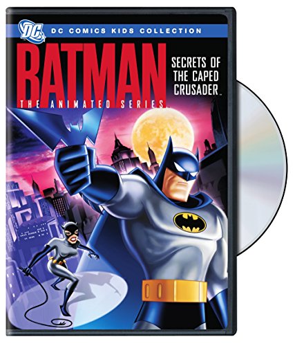 Cartoon DVD cover with a caped hero over a moonlit city and a cat burglar
