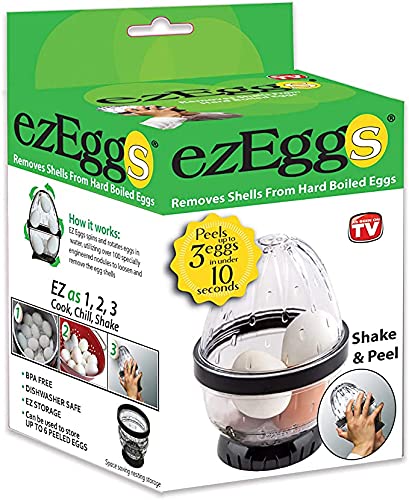 EZ EGGS Hard Boiled Egg Peeler, 3 Egg Capacity – Handheld Specialty Kitchen Tool Peels Egg Shells in Seconds (As Seen on TV) - Realmdrop Shop