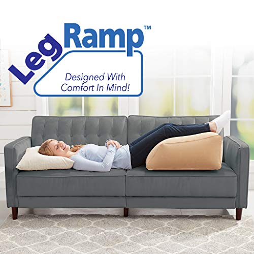 BulbHead Ramp Must-Have Elevating Rest Relieves Leg, Hip and Knee Pain, Improves Circulation, Reduces Swelling-Inflatable Bed Wedge Pillow, Beige