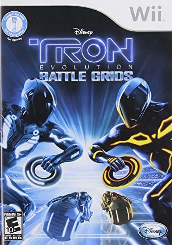 Wii game cover with two glowing light-suit racers holding discs