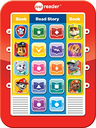 Close-up of the red Me Reader button pad with pup portraits