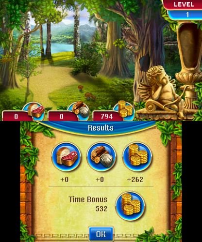 Level 1 results screen with coins and a time bonus of 532