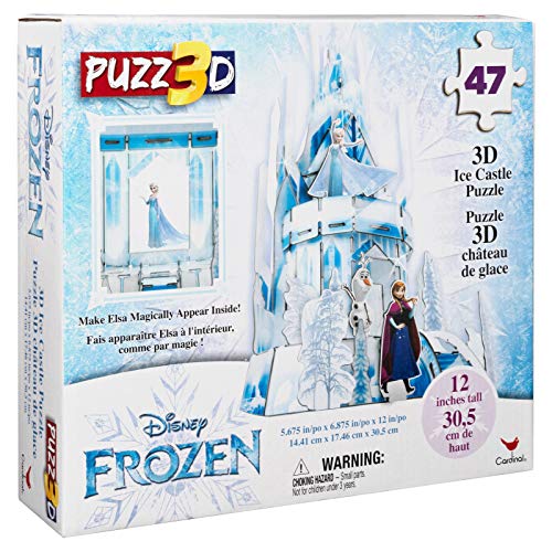 Angled left view of the 47 piece 3D ice castle puzzle box