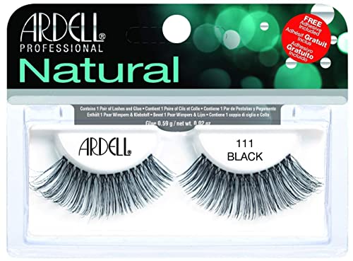 Natural 111 black lashes pack with free lash adhesive included