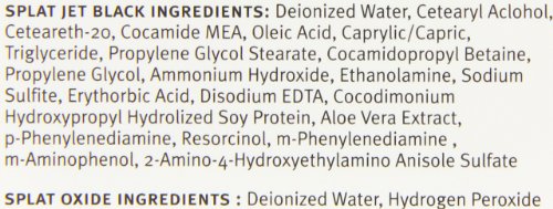 Close-up of the hair dye and oxide ingredient lists