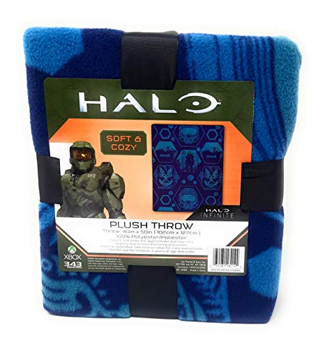 5B Halo Infinite Throw Blankets 40 x 50 inches Blue Plush Throw Soft and Cozy Gamer Blanket Great Gift or Travel Blanket