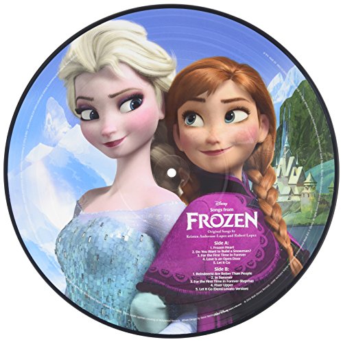 Side B of the Frozen picture disc with Elsa and Anna and the track list
