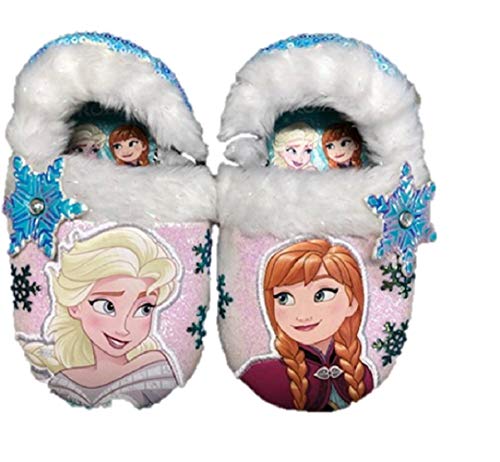 Disney Girls' Frozen Elsa Anna Snowflake Slippers (9-10) White