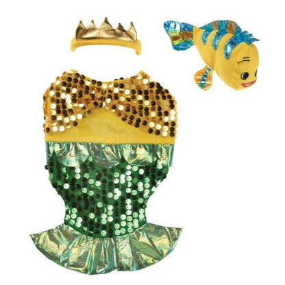 Lil Furrmaid Mermaid Dog Halloween Costume with Fish Toy - XLarge (XL)