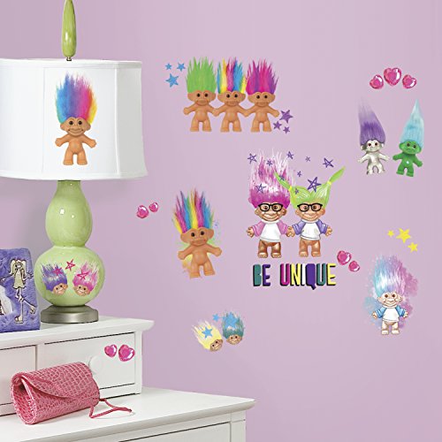 RoomMates RMK3062SCS Good Luck Trolls Peel and Stick Decals Wall Decorations, Multicolored