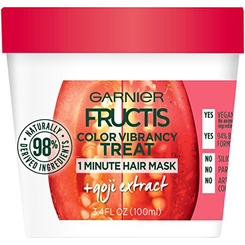 Garnier Fructis Color Vibrancy Treat 1 Minute Hair Mask with Goji Extract and Boost Collagen, 3.4 Ounce