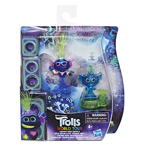 Trolls World Tour Techno Reef Bobble pack with two blue troll figures on a speaker card