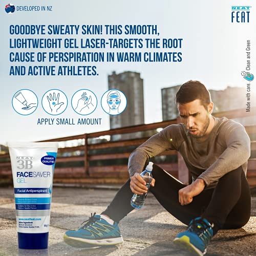 Neat Feat 3B Face Saver Antiperspirant Gel for Facial Perspiration & Shine, White and Blue, 1.76 Fl Oz