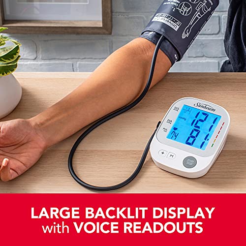 Arm in a cuff on a table with the monitor: large backlit display with voice readouts