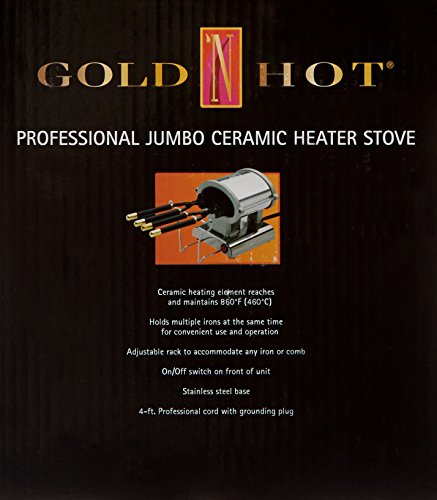 Back of the Gold N Hot heater stove box listing 860 F ceramic element and adjustable rack
