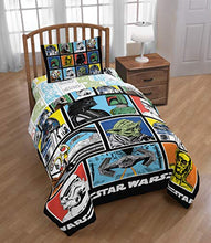 Load image into Gallery viewer, Stars Wars Classic Character Grid Twin Comforter - Super Soft Kids Reversible Bedding features Star Wars characters - Fade Resistant Polyester Microfiber Fill (Official Stars Wars Product)
