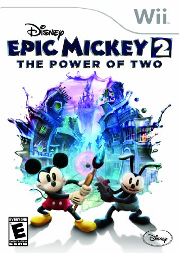 Wii game cover with Mickey holding a paintbrush and Oswald with a remote