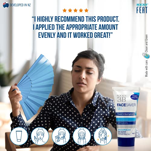 Neat Feat 3B Face Saver Antiperspirant Gel for Facial Perspiration & Shine, White and Blue, 1.76 Fl Oz