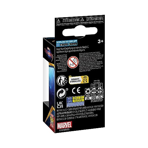 Back of the black keychain box with safety warnings and recycling marks
