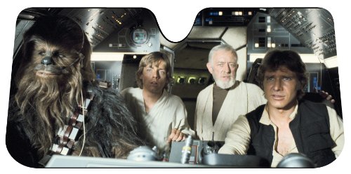 Full width view of the sunshade with four crew members in a cockpit