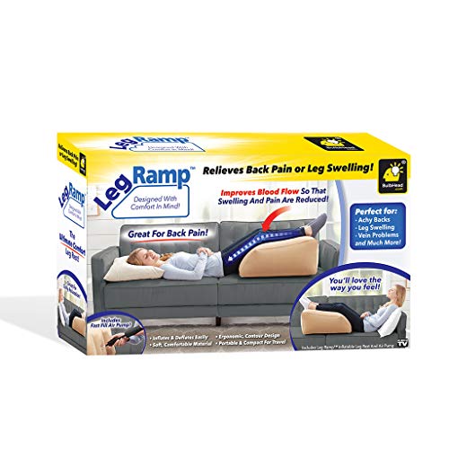 BulbHead Ramp Must-Have Elevating Rest Relieves Leg, Hip and Knee Pain, Improves Circulation, Reduces Swelling-Inflatable Bed Wedge Pillow, Beige